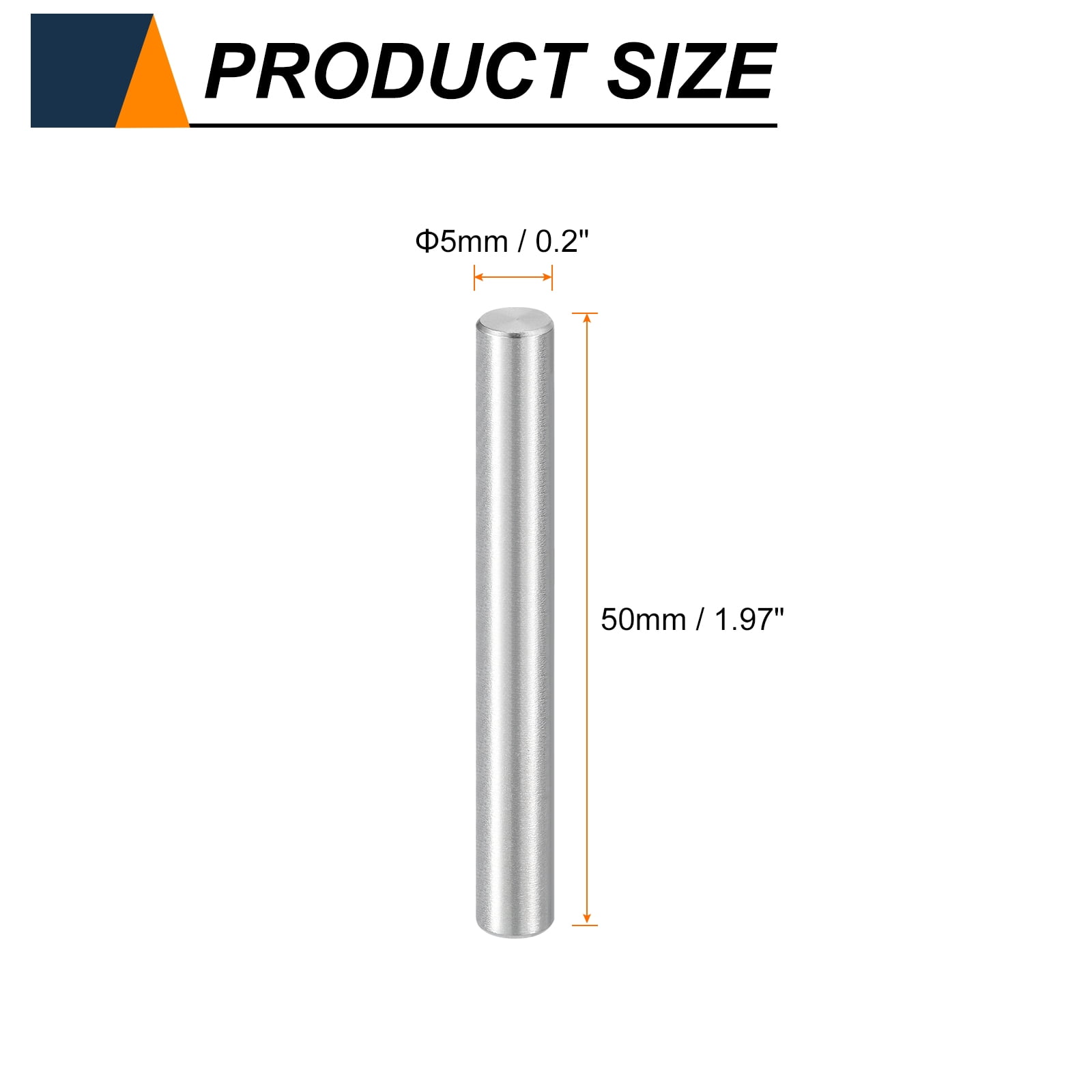 Uxcell 50pcs Dowel Pins M5(5mm) x 50mm 304 Stainless Steel Cylindrical Shelf Support Peg Pin Rod Fasten Elements for Metal Devices Wood Furniture DIY Installation, Silver
