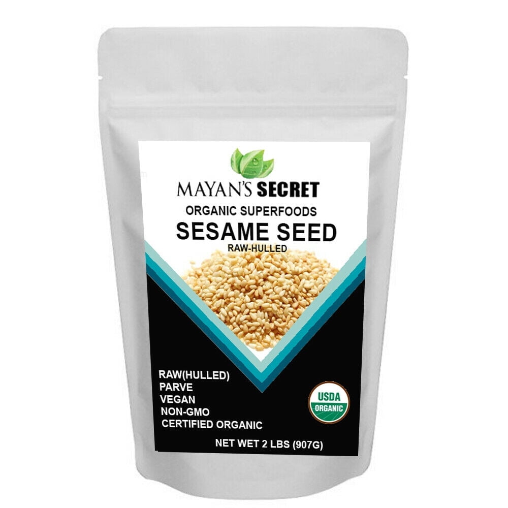 Mayan s Secret Certified Organic hulled Sesame Seeds 2 Lbs - Gluten-Free Raw Keto Friendly