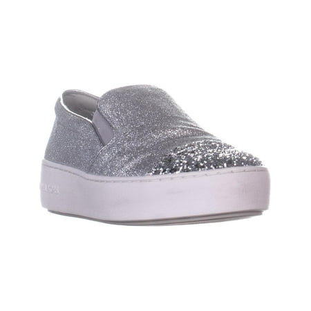 Womens MICHAEL Michael Kors Tia Slip On Studded Fashion Sneakers, Silver