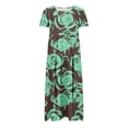 thumbnail image 4 of Drses Women's Casual Dresses Women's Flower Printing Casual Short Sleeve Crewneck Dress Casual Flowy Tiered Maxi Beach Dress Short Sleeve Dress for Women Summer, 4 of 6