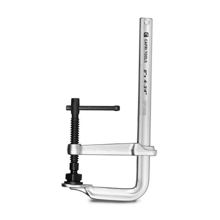 

Capri Tools 8-Inch Heavy Duty All Steel Bar Clamp 4-3/4-Inch Throat Depth 2 204 lb Clamping Force