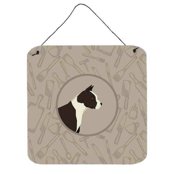 American Staffordshire Terrier In the Kitchen Wall or Door Hanging Prints