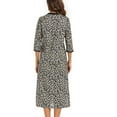 thumbnail image 2 of Defitshape Women's Short Sleeve Robe Boho Hippie Summer Full Zipper House Coat Knee Length V Neck Bathrobe Comfy Soft Stretchy Midi Zip Up Duster Robe w/ Pockets Leopard 14, 2 of 4