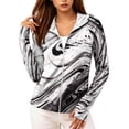thumbnail image 3 of UPF 50+ Sun Protection Hoodie for Women - Abstract Fluid Art Print Long Sleeve Zip Up Jacket with Thumbholes & Pockets, Lightweight Summer Active Rash Guard Black L, 3 of 6