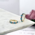 thumbnail image 4 of Gem Stone King 5.10 Ct London Blue Topaz Red Created Ruby 18K Yellow Gold Plated Silver Hoop Earrings, 4 of 4
