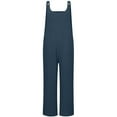 thumbnail image 2 of Women's Sleeveless Boho Solid Color  Bib Overalls Suspender Trousers Loose Wide Leg Pant Jumpsuits Casual Summer Button Rompers Pockets, 2 of 4