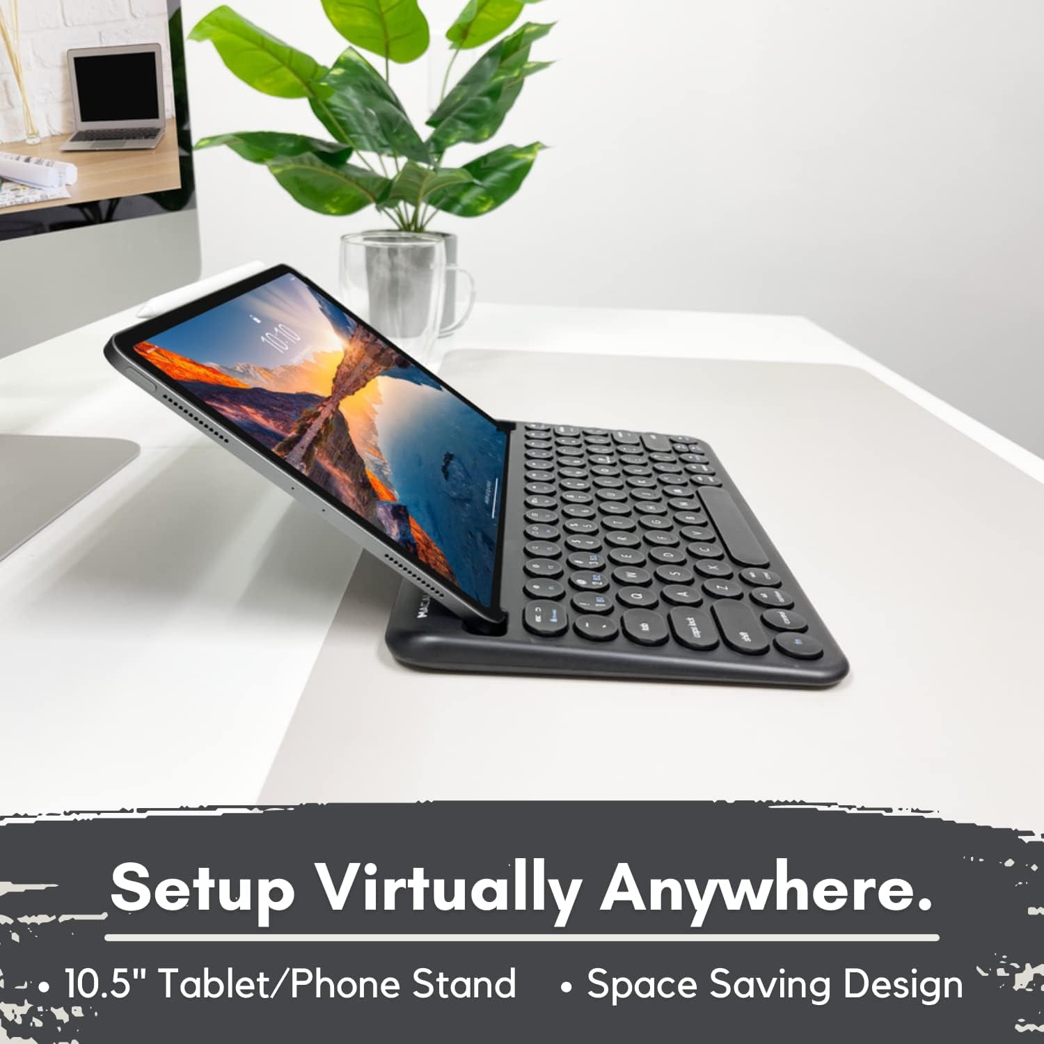 Macally Multi Device Rechargeable Compact Wireless Bluetooth Keyboard, Black