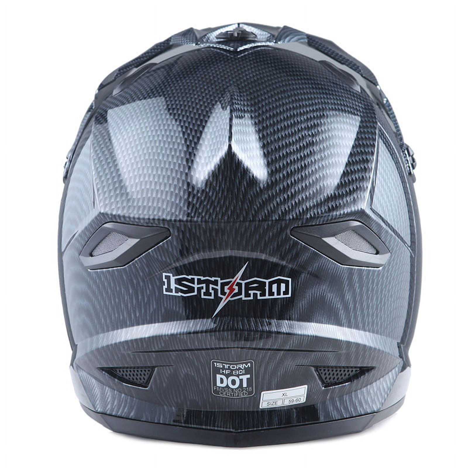 1Storm Motocross Adult Helmet ATV Dirt Bike BMX MX Helmet F801CLS Racing Style Carbon Fiber Black