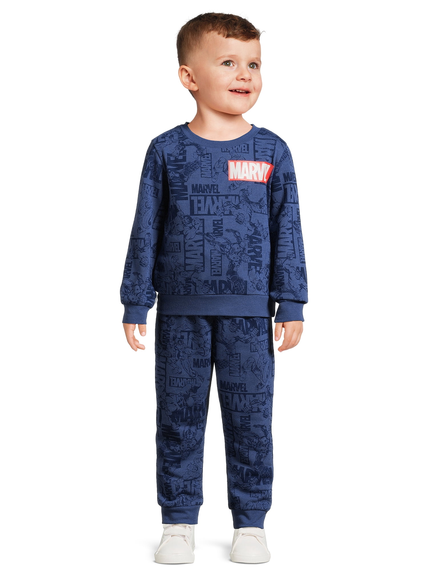 Marvel Toddler Boys’ Crewneck Sweatshirt and Joggers Set, 2-Piece Set, Sizes 2T-4T
