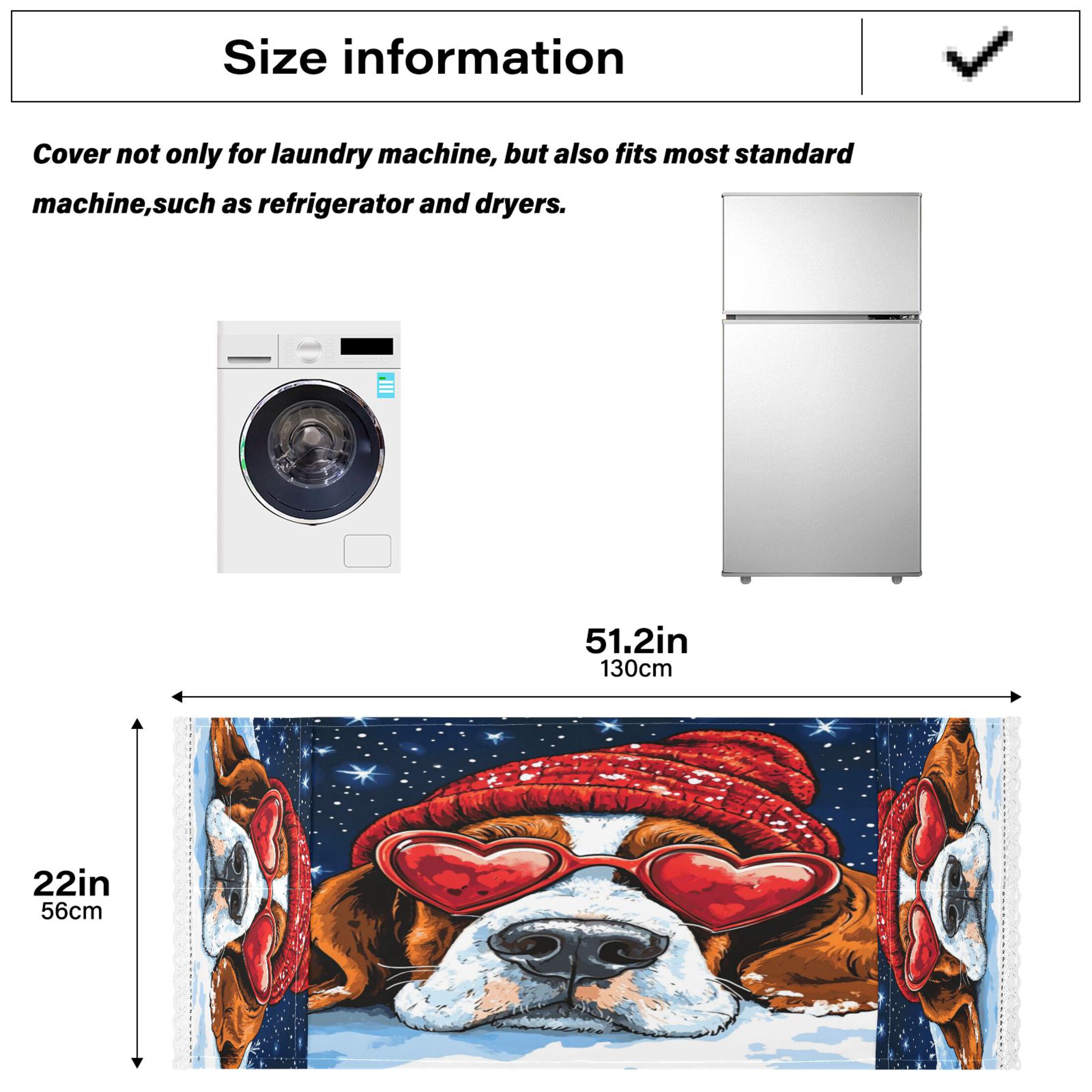 WOBOGO Snow Basset Hound Washing Machine Cloth Dryer Refrigerator Top Cover Protective Non-Slip Mat For Kitchen Laundry