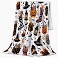 thumbnail image 2 of Playful Trick-Or-Treat decorative motif Collecting autumn celebration, Warm Flannel Blanket for Living Room and Family Room, Festive autumn celebration Scene, Art Lovers autumn celebration Gift, 2 of 9