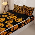 thumbnail image 3 of Manfei Black Orange Pumpkin Print Zipper Full Size Comforter Sets with Fitted Sheet and 2 Pillowcases for Kids, Spooky Halloween Zipper Bedding Set, Black Reversible, 4-Piece, 3 of 6