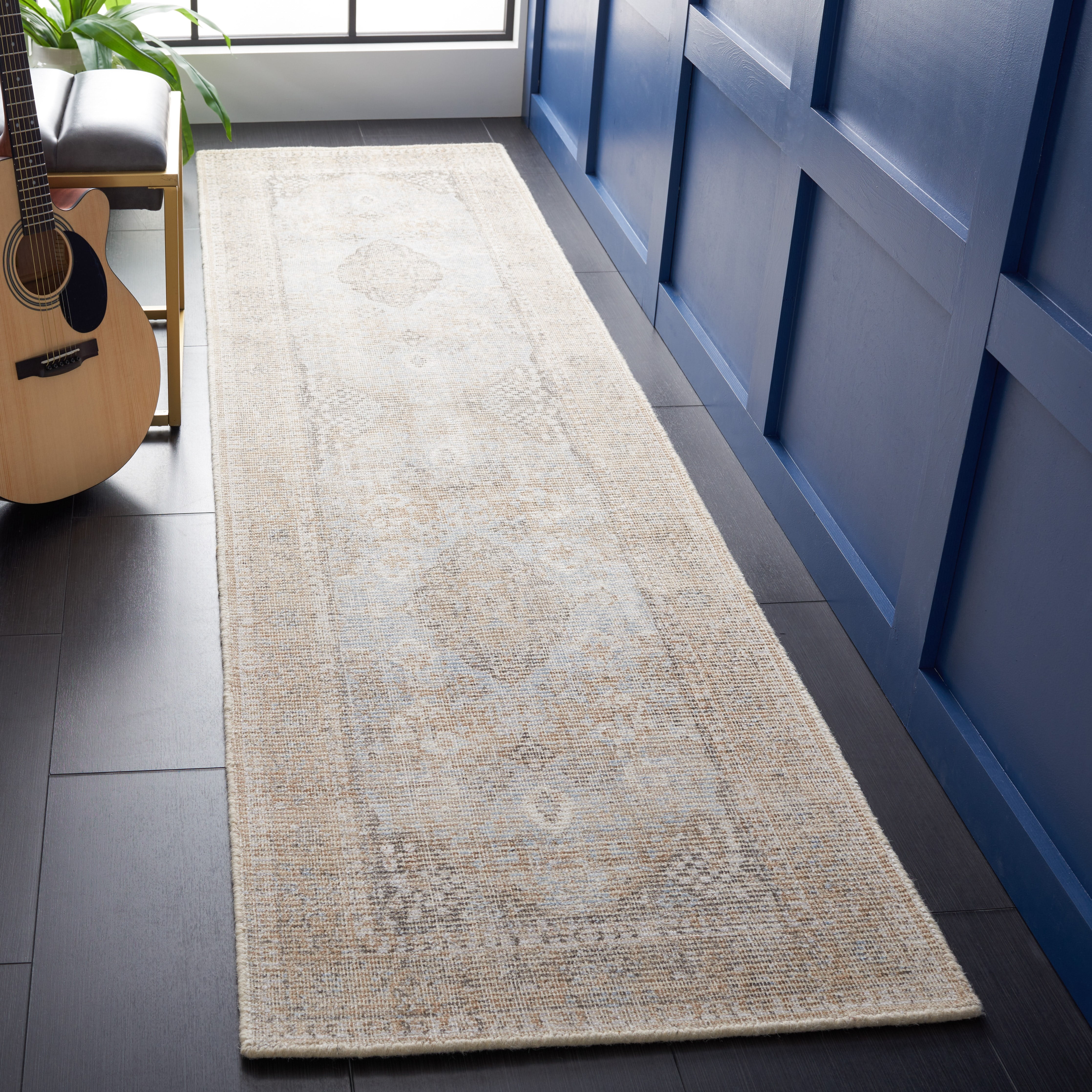SAFAVIEH Restoration Vintage Edith Medallion Runner Rug, Beige/Sand, 2'3" x 11'