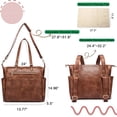 thumbnail image 4 of Large Leather Diaper Bag, Tote with Modern Design, Travel Essential, Diaper Backpack with Changing Pad, Laptop Compartment, Multiple Pockets, Brown, 4 of 4