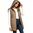 thumbnail image 4 of IUYRTFE Women Longline Hooded Puffer Vest Zip Up Sleeveless Winter Coat with Pockets for Outdoor Travel Daily Wear, 4 of 7