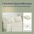 thumbnail image 5 of California Design Den Damask Striped 500 Thread Count Standard Pillow Cases Set of 2 to fit Standard or Queen Pillows, Soft Pillowcase Pair - Ivory, 5 of 9