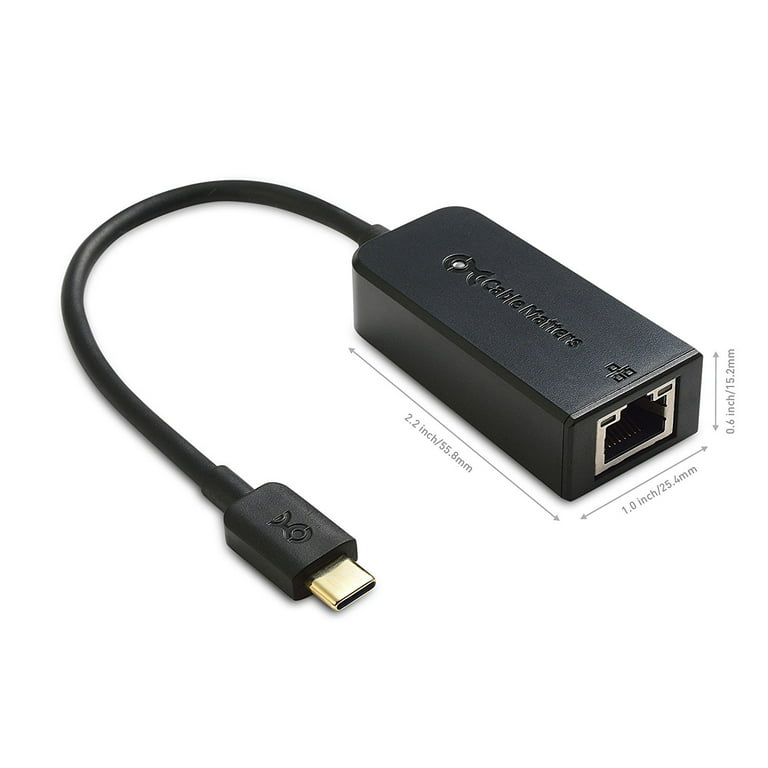 Cable Matters USB C to Ethernet Adapter (USB C to Gigabit Ethernet Adapter) in Black - USB-C and Thunderbolt 3 Port Compatible