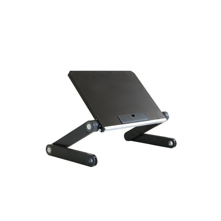 WorkEZ LIGHT Ergonomic Portable Lightweight Folding Aluminum Laptop Cooling Stand & Lap Desk Tray for Bed Couch. Adjustable height angle tilt notebook computer macbook desktop riser table-top (Best Laptop Holder For Bed)