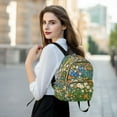 thumbnail image 6 of FORMRS Mini Backpack Purse for Women Quilted Travel Daypack Casual Shoulder Bag, Orange Floral Garden, 6 of 7