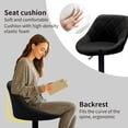 thumbnail image 3 of Bar Stool Set of 2, Adjustable Velvet Swive Barstools with Padded Back and Metal Footrest, Counter Height Barstools for Kitchen, Home, Bar, Dining Room and Restaurant, Black, 3 of 9