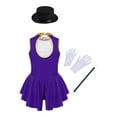 thumbnail image 2 of YEAHDOR Kids Girls Circus Ringmaster Costume Halloween Party Carnival Dance Dress Leotard Dancewear Purple-B 16, 2 of 7