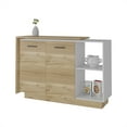 thumbnail image 3 of York 2 Piece Kitchen Set, Kitchen Island and Pantry with 2 Open-Side Shelves, Double-Door Cabinet, 5 Shelves, White /Light Oak, 3 of 4