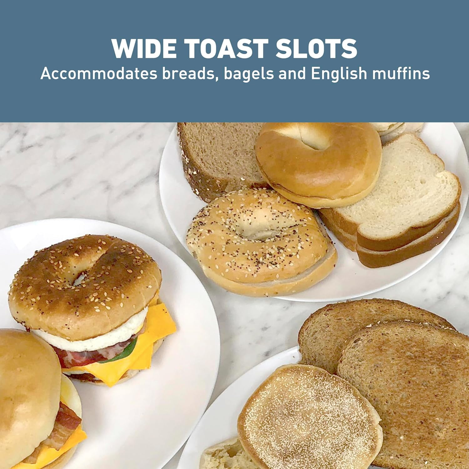 Breakfast Station 2-Slice Toaster and Egg Cooker/Poacher with Removable Pre-Cooked Meat and Vegetable Warming Tray for Perfect Breakfast Sandwiches, 1200-, Black