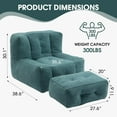 thumbnail image 2 of LuxyHoom Microfiber Upholstered Bean Bag Sofa for Adults, Stuffed Bean Bag Couch with Footstool, Button Tufted Accent Chair Lazy Sofa Chair for Living Room, Bedroom, Apartment (Green), 2 of 14
