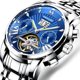 thumbnail image 1 of Reloj mecánico totalmente automático para hombre, reloj de acero inoxidable con correa de doble correa, reloj hueco para hombre, 1 of 1
