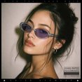 thumbnail image 6 of SA106 Womens Simple Classical Oval Thin Plastic Sunglasses / Slate Frame - Purple Lens, 6 of 8