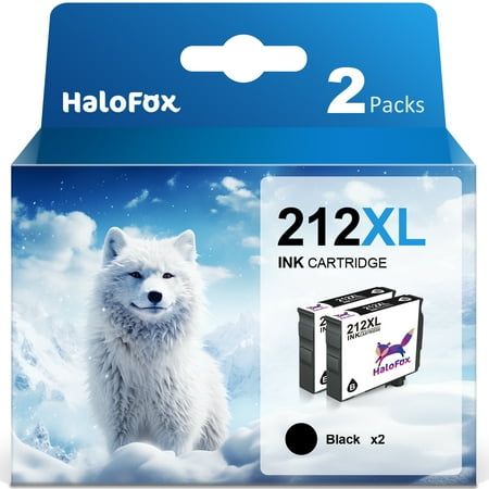 Halofox 212XL Black Ink Cartridge for Epson 212 XL T212XL for Epson Expression Home XP-4100 XP-4105 WorkForce WF-2850 WF-2830 (2 Pack)