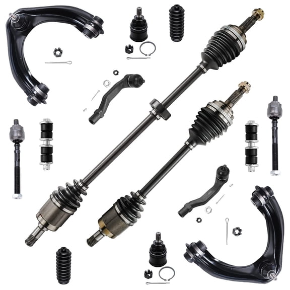 Detroit Axle - Front CV Axle Upper Control Arms Ball Joints Sway Bars Tie Rods Replacement for 1996-2000 Honda Civic