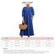 thumbnail image 4 of Vestido de cuello redondo Mangas de globo tres cuartos Color puro Diseño de bolsillo suelto Vestido casual de mujer Azul M, 4 of 4