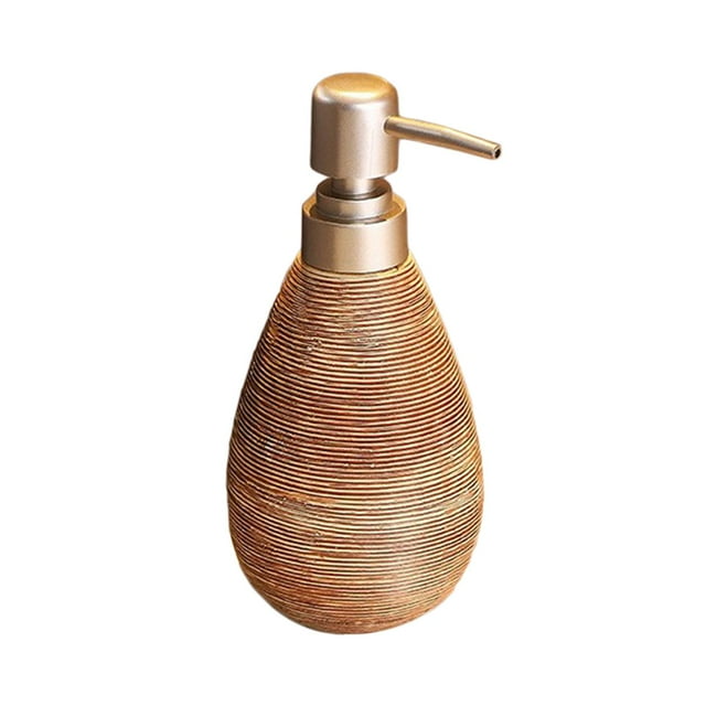 Dispensador de jabón con bomba de cerámica, contenedor de líquido para baño, 14 oz, recargable para el hogar Marrón