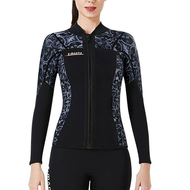 Soidarity DIVE SAIL 1.5MM Traje de neopreno Tops Térmico Mantener caliente Trajes de neopreno de manga larga Trajes de buceo para aeróbic Deportes acuáticos mujer gris XXL