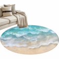 thumbnail image 2 of Summer Coastal Round Living Room Rugs 4 ft, Teal Beach Washable Area Rug with Non-Slip Sturdy Edge Binding Round Carpet for Entryway Kitchen Bedroom Bathroom, 2 of 9