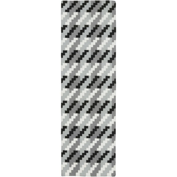 Boutique Rugs Chireno Contemporary Runner Rug - Slate Blue, Black, Peach - 2'6" x 8' Runner