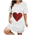 thumbnail image 2 of Viikei Summer Dresses for Women Plus Size,Puff Sleeve Short Sleeve Dress,Women's Oversized Loose Round Neck Short Sleeved Valentine's Day Printed Dress Nightgown Multicolor XL, 2 of 5