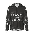 thumbnail image 2 of Uemuo Travel The World1 Pattern Women's Full Zip UPF 50+ Sun Protection Hoodie Jacket Long Sleeve Sun Shirt Hiking Outdoor Performance with Pockets-XX-Large, 2 of 9