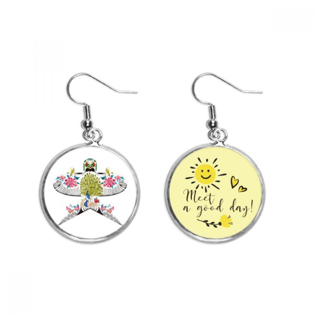 Kite la cultura china patron tradicional Pendiente Sol Flor Pendiente Joyas Moda Unbranded M