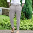 thumbnail image 2 of Mens Casual Pants Slim Fit Business Solid Color Trousers with Pockets Flat Front Stretchy Dressy Slacks for Men Grey XXL, 2 of 5