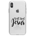 thumbnail image 1 of DistinctInk Clear Shockproof Hybrid Case for iPhone X / XS (5.8" Screen) - TPU Bumper Acrylic Back Tempered Glass Screen Protector - Y'All Need Jesus - Black, 1 of 5