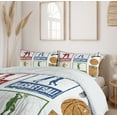 thumbnail image 5 of Ambesonne Retro Duvet Cover Sets, Grunge Basketball Sport, 2-Queen, Navy Green Red, 5 of 6