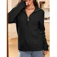 thumbnail image 5 of Women'S Sweaters Fall Winter Quarter Zip Casual Ribbed Cable Knit Pullover Black S, 5 of 7