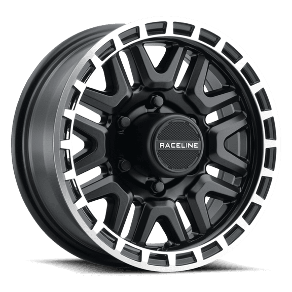 Raceline 953BM Krank 15x6in / 6x139.7 BP / 0mm Offset / 4.25mm Bore - Black & Machined Wheel