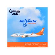 Boeing 737-800 Commercial Aircraft Air North (C-FNYA) White with Orange Tail Gemini 200 1/200 Diecast Model by GeminiJets