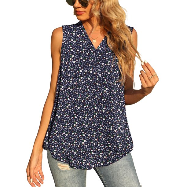Uvplove Women's Summer Sleeveless Chiffon Tank Tops Blouse Loose Casual