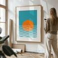 thumbnail image 2 of Sunset Ocean Minimalist Art - Illustration Abstract Sunset Waves Ocean Geometric Minimalist Modern Art Oak Framed Wall Art Print 18 x 24 inches, 2 of 15