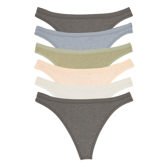 Felina Women's Organic Cotton Thong Underwear, 6-Pack
