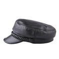thumbnail image 3 of Women Newsboy Hats Black Leather Flat Caps Ladies Casual Genuine Sheepskin Leather Winter Classic Painter Caps Sailor ,Unique Design, 3 of 7